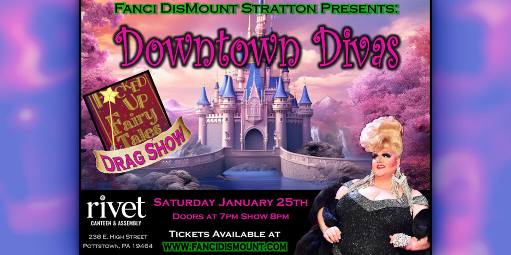 Downtown Divas Drag Show LIVE at Rivet: Canteen & Assembly on Saturday, January 25th, 2025. Doors at 7:00 PM. Show from 8:00 PM to 11:00PM. Tickets on sale now!